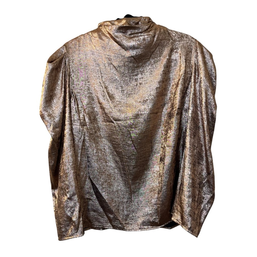 Future Collective Metallic Gold Women's Draped Long-Sleeve Top